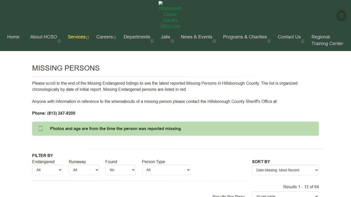 Missing Persons HCSO, Tampa FL